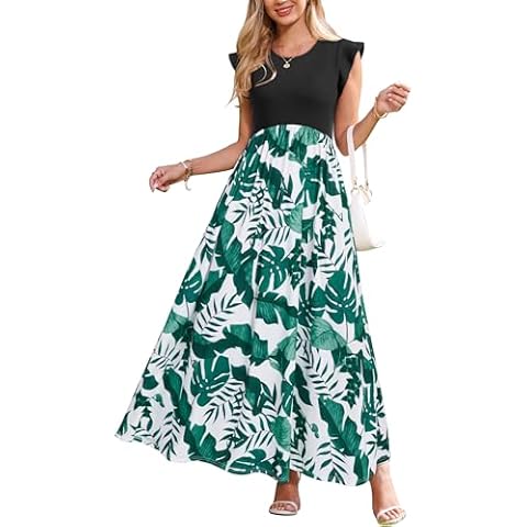 OUGES Elegant Summer Maxi Dress with Pockets Cover