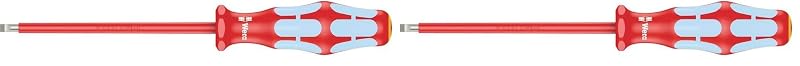 Chave de fenda chata isolada VDE Wera Kraftform Stainless 3160i com ponta Lasertip e haste de 100 mm, kit com 2 peças