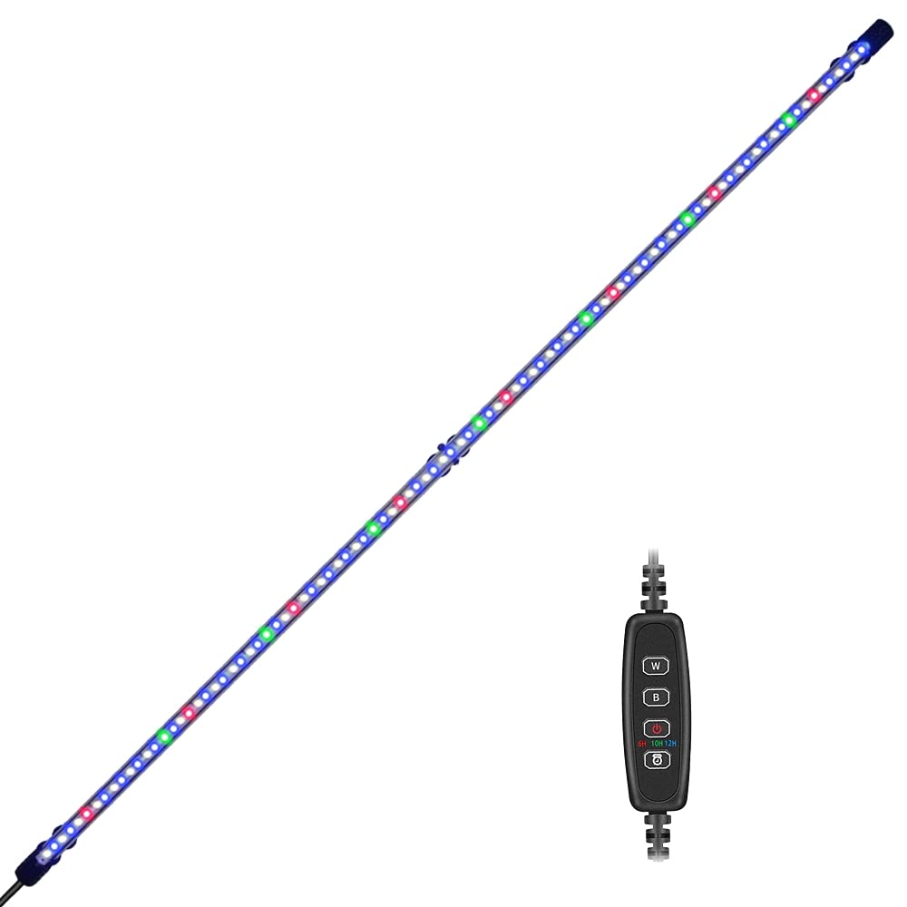 VARMHUS Luz LED Acuario Impermeable con un Temporizador,Lámpara para Acuario Sumergible 3 Modo de Luz&Nivel 10 Luz Ajustable, Luz Pecera LED con 3 Ciclo de Tiempo&4 Colores LED (112cm&Timing-Dimmen)