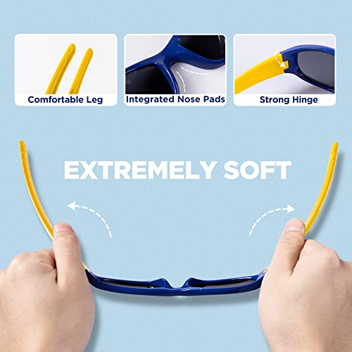 RIVBOS Rubber Kids Polarized Sunglasses With Strap Glasses Shades for Boys Girls Baby and Children Age 3-10 RBK037