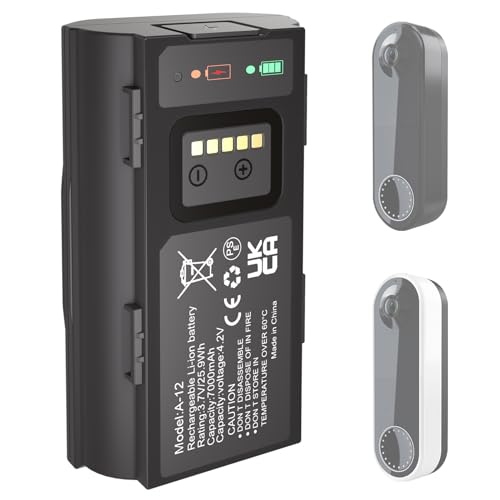 JYJZPB Upgraded Rechargeable for Arlo Doorbell Battery VMA2400 Compatible for Arlo Wire-Free Video Doorbell Battery AVD2001 AVD2001B A-12 7000mAh with Micro Input Port