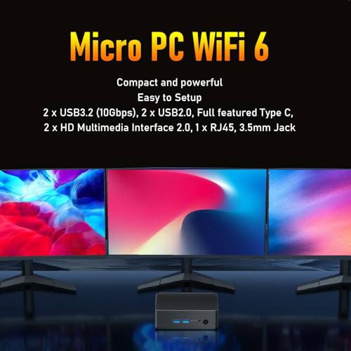 Mały Komputer Stacjonarny, Procesor I3 1215U DDR4 2666 MHz WiFi 6E BT 5.2, Mikrokomputer z Interfejsem Multimedialnym USB 3.2 USB 2.0 HD Typu C, Czarny, Szybka łączność (wtyczka