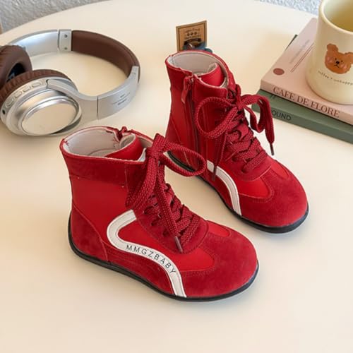 Girls Mid Calf Lace Up Ankle Boots Casual Booties with Side Zipper2