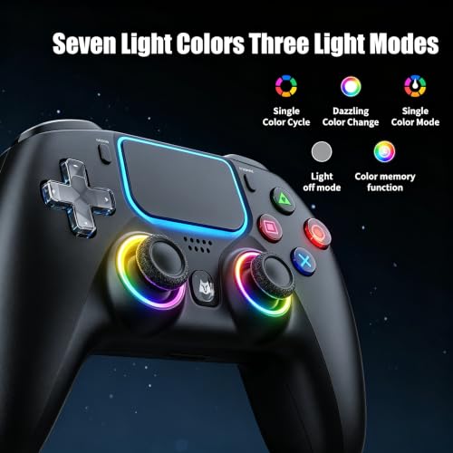 Image of NBCP Wireless Controller for PS5, Compatible with PS5 Pro /Slim /PC, Dual Vibration, Macro /Turbo Function, 3.5mm Audio Jack, 6-Axis Motion Control Gamepad with LED Light