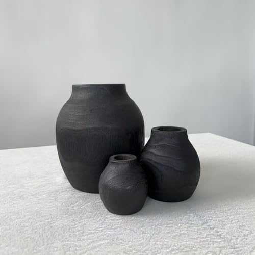 Jarrón de madera maciza de estilo asiático para decoración del hogar 6