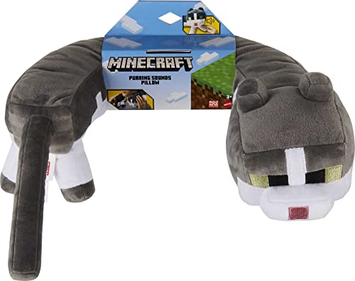 Mattel GPV98 Minecraft Plush Cat Neck Pillow, Purring Sounds, Press Paw To Activate, Soft Travel Toy thumb #5