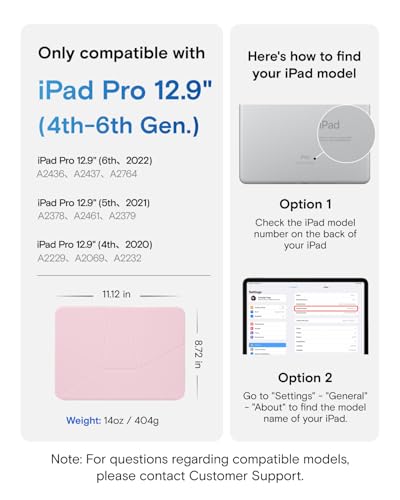 Image of MOFT Dynamic Folio Case for iPad Pro 12.9 inch (6th 2022 | 5th 2021 | 4th 2020), Slim Magnetic Stand Case with 20+ Viewing Angles, Auto Wake /Sleep, Ultra Thin,Light Pink