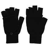 Simplicity Winter Fingerless Gloves with Flap Cover Mitten Gloves, 56_Black