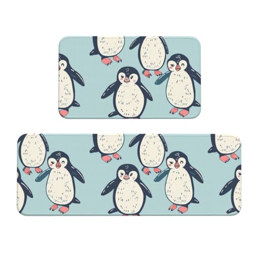 Tapetes lavables y acolchados de pingüino con base protectora antideslizante 2