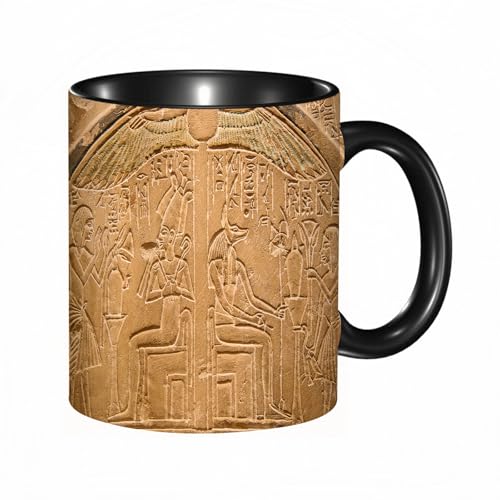 HRRASFAZF Tasse à Café | Tasse Céramique Fine | Cadeau Original | 330ml | Mug avec Anse | Cadeau Original pour Homme et Femme | Égyptien, hiéroglyphes égyptiens sur la surface de la pierre murale, sc