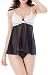 Ruzishun Women's sexy lingerie chiffon and lace Sleepwear Underwear(Black,M)
