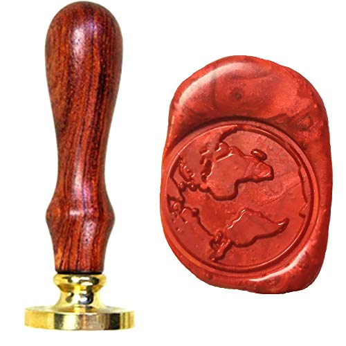 Sello de cera de mapa, sello de cera con mango de madera, sello de cobre, sello de cera vintage para tarjetas de cartas, invitaciones Cover