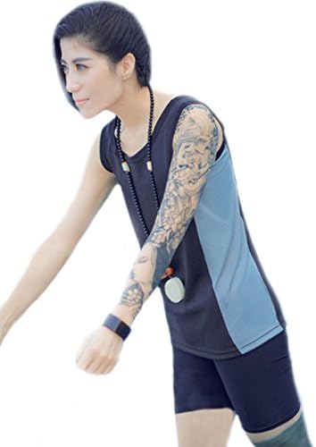 BaronHong Tomboy, lesbiennes, ritssluiting, borstmouwen, sneldrogend, badmode, vest, tanktop, zwembroek, zwart, XL