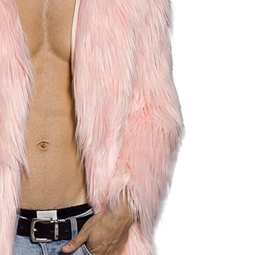 Mens Open Front Faux Fur Long Coat Warm Solid Color Cardigan Furry Overcoat Winter Fashion Thicken Fluffy Outwear4