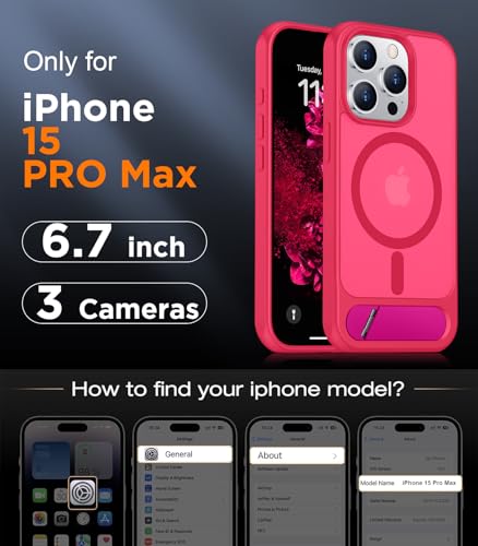 Image of Magnetic Compatible with iPhone 15 Pro Max Case, [Built-in Invisible Kickstand][Compatible with MagSafe][Military Grade Shockproof] Slim Translucent Matte Phone Case for iPhone 15 Pro Max 6.7 inch