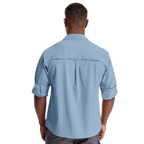 Men's Sun Protection Hiking Fishing Safari Shirt Long Sleeve Outdoor Cool Quick Dry Cargo Shirts3
