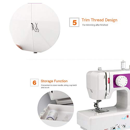 AODD Sewing Machine, Household Portable Electric Sewing Machine Portable Mini with 12 Different Stitches, Fabric Sewing, DIY, Easy Operation, Durable, for Fabric, Clothing, Home Travel (Blue) - Thumbnail 5