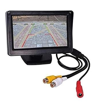 Cave Car Monitor for Parking Display 4.3-inch TFT LCD Rear View Screen Desktop Dashboard 12V Black with Cable for Baleno