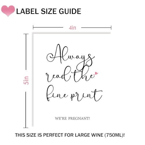 MINUET MINUTE 4 Pcs Pregnancy Reveal Wine Labels, Always Read The Fine Print, Baby Announcement Decorations Supplies - Image 3