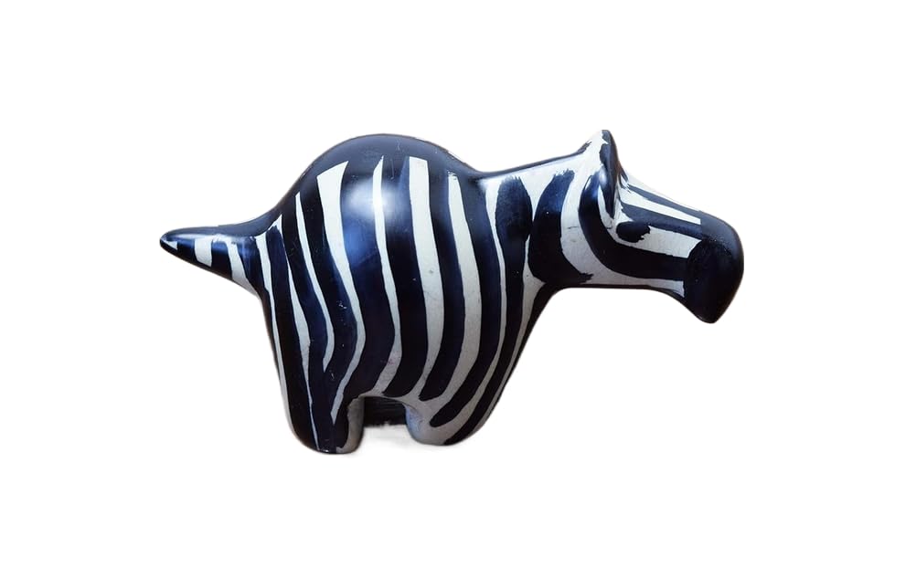 Tembo Crafts Africa - Soapstone Zebra - Handmade in Kenya - Figurine Sculpture - 2 Inches Height x 3 Inches Long, White, SS6