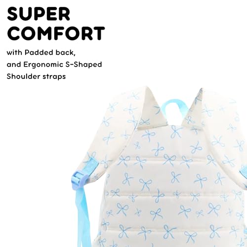 Image of J World Oz Middle School Backpack for Kids. Cute Laptop Bookbag for Girls Boys, Blue Bows
