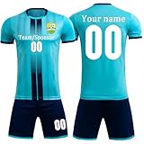 Custom Soccer Jersey Kids Men Women Personalized Soccer Uniforms for Boys Youth Girls Team Soccer Uniform Set S-Blue