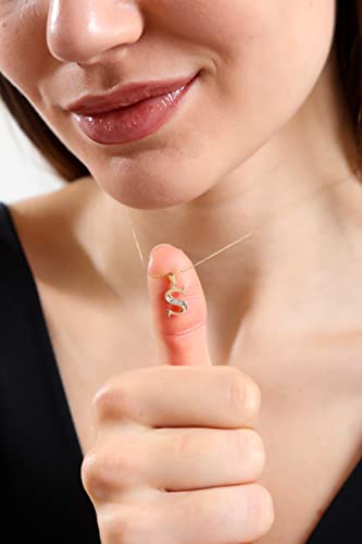 100% 14k Real Gold Necklace for Women with Zirconia Diamond | Dainty Charm Alphabet Name Letter Initial Necklaces for Women & Girls | Pendant Jewelry for Her | Birthday Gifts, | 18''3