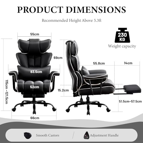 Fauteuil de bureau cuir PU inclinable ergonomique pour ordinateur - 3
