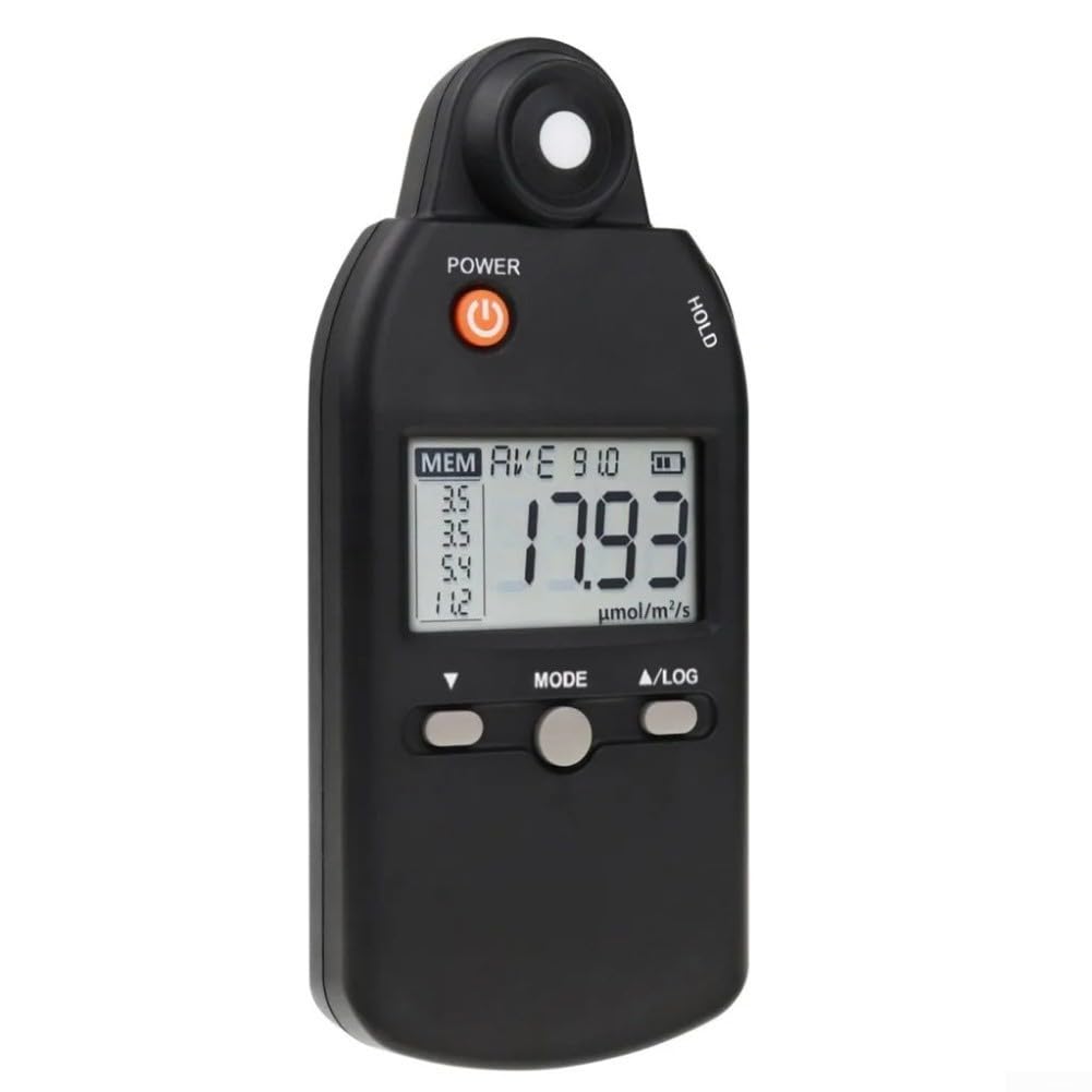 Tragbares PAR-Messgerät 0-5000 μmol Pflanzenlicht Digital Luxmeter mit PPFD-Anzeige für Growbox Lichtmessgerät für Indoor Pflanzen und Aquarium Helligkeitsmesser 0-5000 μmol präzise Messung