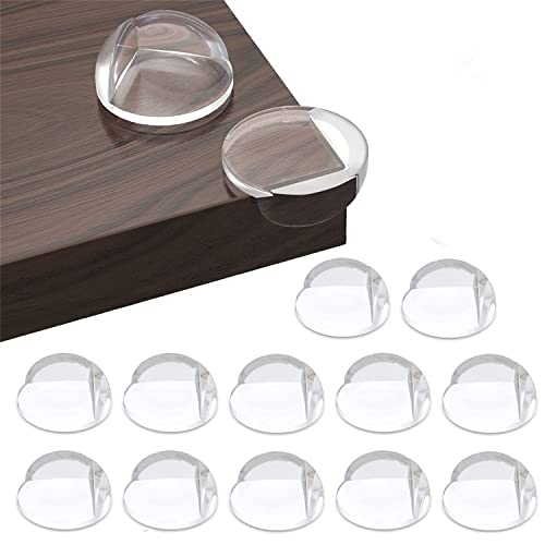 LANKOER Corner Protector Baby - Clear Corner Guards High Resistant Adhesive - Child Safety Products- Proof Corners and Edges- Table Corner Protectors Corner Guards for Kids 12 Pack,Ball-Shaped, White