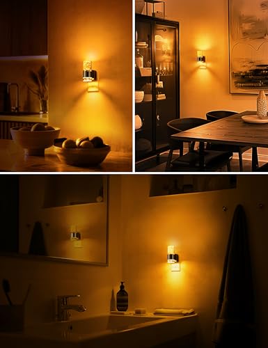 Image of L LOHAS LED Night Light,Dimmable Night Lights Plug into Wall, Acrylic Nightlights with 0-100 LM Adjustable Brightness, Amber Plug in Night Light with Dusk to Dawn Sensor, for Bathroom Hallway