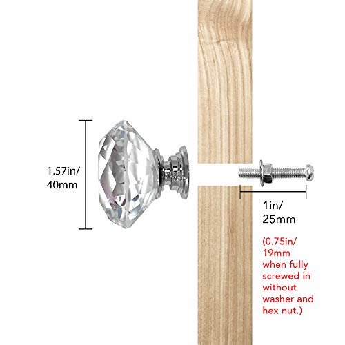 Isaac Jacobs Classic Round Shape (35 MM) Crystal Knobs Set of 4, Cabinet Knobs w/Screws, Glass Drawer Pulls for Dresser, Bathroom, Bedroom, Kitchen, Living Room & More (4, Silver Base) - Thumbnail 4