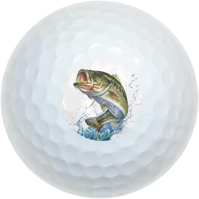 Largemouth Bass Fishing 7 Wilson Golf Balls 12 Pack, Regulation Size Full Color Premium Golf Balls