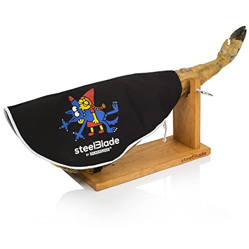 Steelblade T-404 BESUKAO Kukuxumusu Schinkenabdeckung schwarz-50 Schinkenhülle Ideal für Schinken und Paletten-Modell, 50% Baumwolle, Schwarz, 55 cm Cover