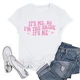 MOUSYA Bride T-Shirt Women Brides Team Shirt It's ME Hi I'm The Bride Bachelorette Wedding Casual Short Sleeve Tops White