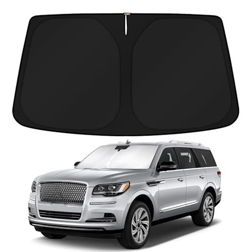 Image of KUST Windshield Sun Shade for 2018-2024 2025 Lincoln Navigator Accessories Custom Fit Sunshade Sun Visor Protector Foldable Blocks UV Rays Keep Your Car Cooler