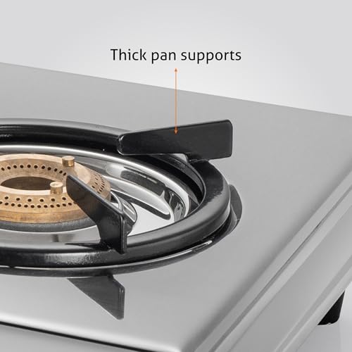 Image of Glen 3 Burner Stainless Steel LPG Gas Stove with 1 Jumbo Brass Burner | ISI Certified | Manual Ignition | Heavy Duty Pan Support | 2 Year Standard Warranty | 1031XLHF
