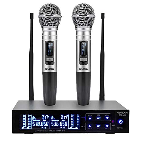 Up To 40% OFF Wireless Microphone System, GEARDON 100 Channel Dual UHF Metal Cordless Handheld Mic Set with 200ft Long Range Professional Performance for Presentation/Church/Karaoke Best Deal 🛒 Wireless Microphone System, GEARDON 100 Channel Dual UHF Metal Cordless Handheld Mic Set with 200ft Long Range Professional Performance for Presentation/Church/Karaoke