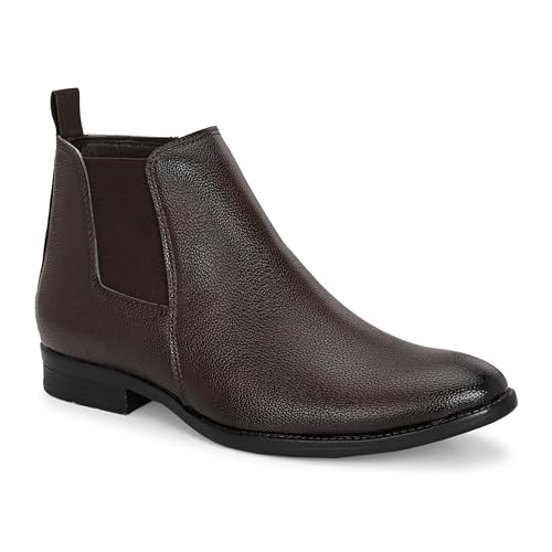 Image of layasa Men Chelsea Comfortable Zip Leather Mid-Top Boots For Men
