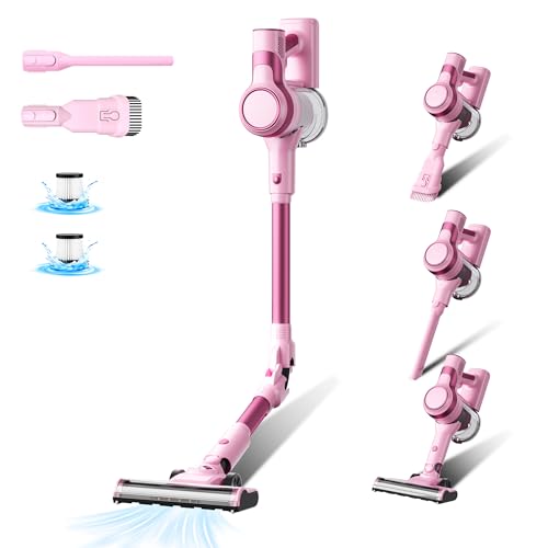 Stanew Aspirateur Balai sans Fil, 33Kpa Aspirateur sans Fil Puissant, 320W Aspirateur Pliable, 40Min Autonomie, LED, pour Poils d'animaux Tapis Voiture Sol Dur...