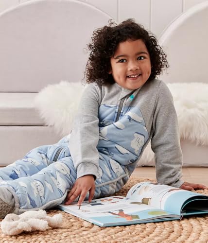 Image of Love to Dream Extra Warm Baby Sleep Suit (12-24 Mo), Super Soft Temp Regulating Sleeping Sack, 3.5TOG Warm Wearable Blanket, Blue