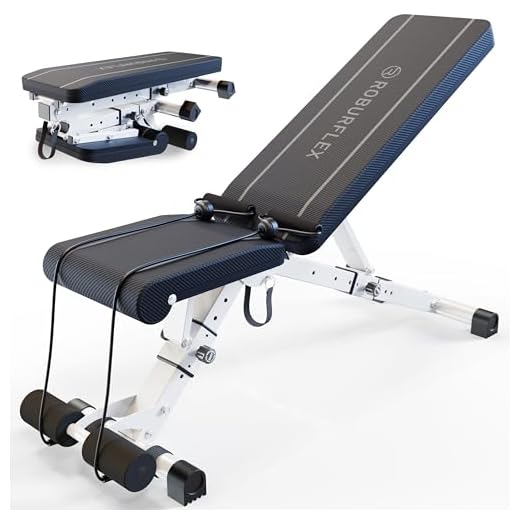 ROBURFLEX Banco de exercícios ajustável/dobrável para academia em casa, halterofilismo e treinamento de força - 8 x 4 x 3 x 2 posições - carga de 317 kg