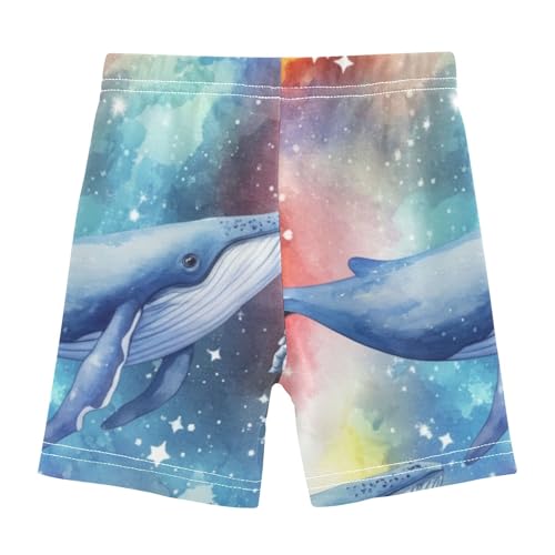 Girls Biker Shorts Toddler Cotton Shorts for Under Dress Cute 4t Little Girl Galaxy Whales Rainbow2
