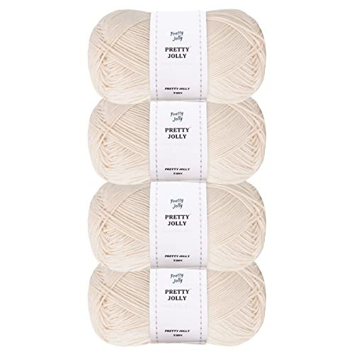 Pretty Jolly 4 Skeins Soft Baby Yarn, 100% Cotton, Crochet & Knitting, 4 Ply, Fingering Weight