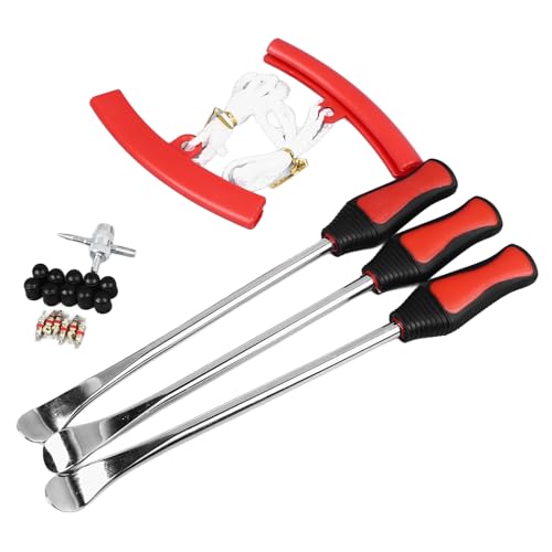 Reifenlöffel-Hebel-Werkzeug-Set, Professionelles Reifenwechsel-Entfernungsset aus Stahl für Motorräder, Dirtbikes, Rasenmäher, Reifenreparaturwerkzeug mit 3 Reifenlöffeln, 2