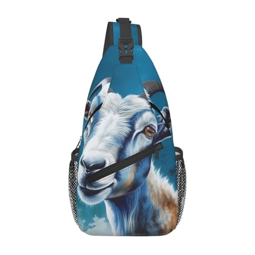 Bolso Sling Unisex con Estampado de Cabra Azul