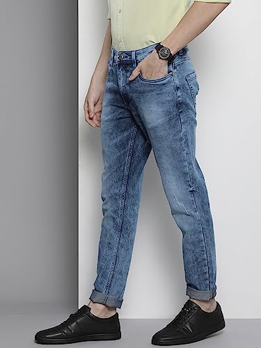 Image of The Indian Garage Co Men Regular Fit Solid Mid-Rise Stretchable Jeans