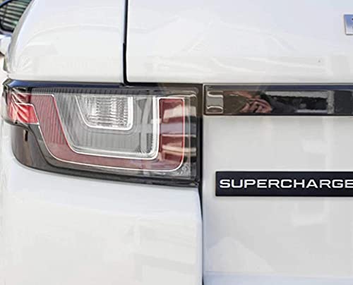 Image of 2Pcs 3D Raised Supercharged Logo Car Emblem Premium Auto Badge Rear Trunk Sticker Side Decal (Black White)