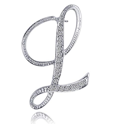 Image of Letter Brooch A-Z 26 Personalized Design Initial Letters Pins Clear Crystal Rhinestone Brooch pin