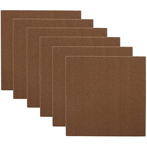GINOYA 6pcs Furniture Pads, 15x15cm Self Adhesive Felt Pads for Hardwood Floors to Prevent Scratches Soundproofing (Brown) Cover